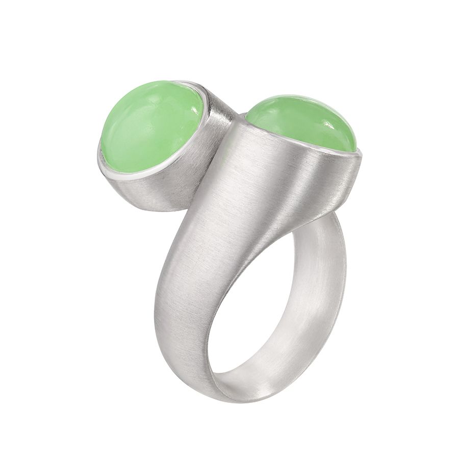 Een 925/1000 zilveren ring Antonio Bernardo model Dupla met groene kwarts. 